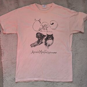2000s Animal Rescue Graphic T-Shirt – CatNIP – Pink Cotton Tee | Medium